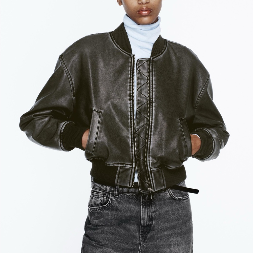 Zara Black Bomber Jacket